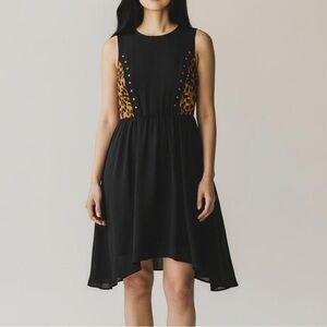 Forever 21 Black High-Low Dress with Leopard Side Panels